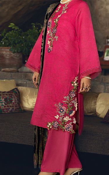 Almirah Solid Pink Linen Suit | Pakistani Winter Dresses in USA- Image 1