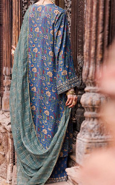 Almirah Denim Blue Maple Silk Suit | Pakistani Winter Dresses in USA- Image 2