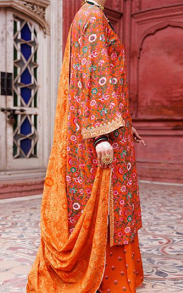Almirah Orange Maple Silk Suit | Pakistani Winter Dresses in USA- Image 2