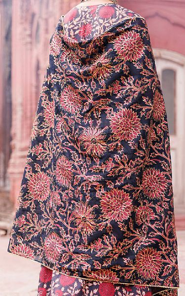 Almirah Navy/Pink Maple Silk Suit | Pakistani Winter Dresses in USA- Image 2