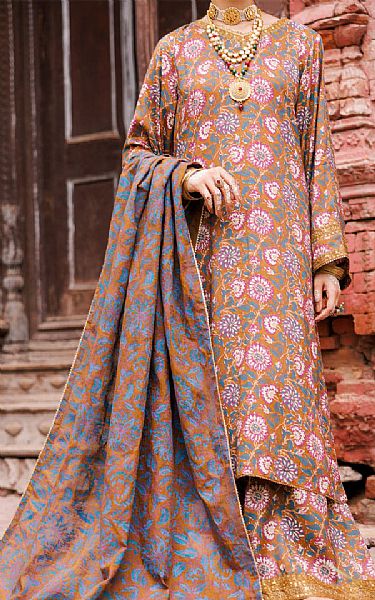 Almirah Mustard Maple Silk Suit | Pakistani Winter Dresses in USA- Image 1