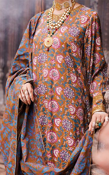 Almirah Mustard Maple Silk Suit | Pakistani Winter Dresses in USA- Image 2