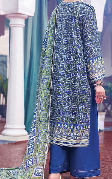 Almirah Blue/Green Cambric Suit | Pakistani Winter Dresses in USA- Image 2