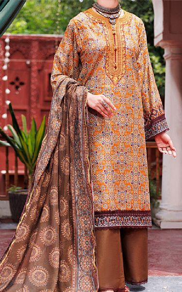Almirah Mustard Cambric Suit | Pakistani Winter Dresses in USA- Image 1