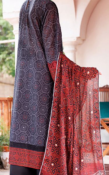 Almirah Navy/Maroon Cambric Suit | Pakistani Winter Dresses in USA- Image 2
