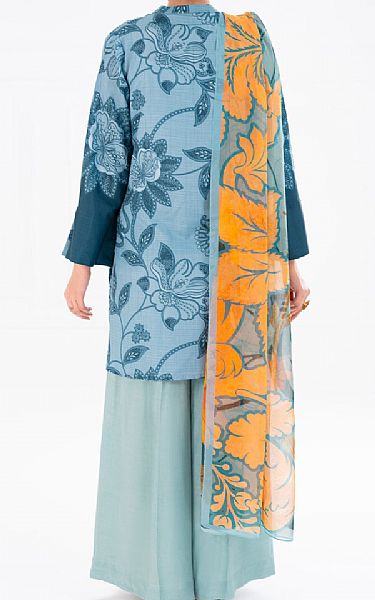 Almirah Carolina Blue Cambric Suit (2 pcs) | Pakistani Winter Dresses in USA- Image 2