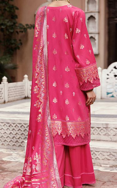 Almirah Cerise Pink Jacquard Suit | Pakistani Winter Dresses in USA- Image 2
