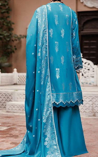 Almirah Pacific Blue Jacquard Suit | Pakistani Winter Dresses in USA- Image 2