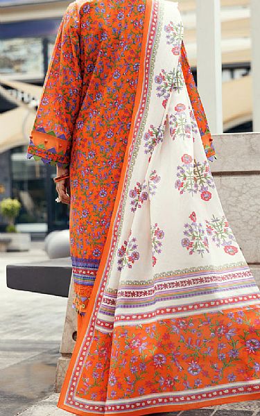 Almirah Safety Orange Cambric Suit (2 pcs) | Pakistani Winter Dresses in USA- Image 2