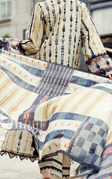 Almirah Off White Cambric Suit (2 pcs) | Pakistani Winter Dresses in USA- Image 2