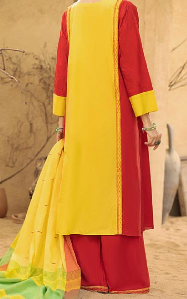 Almirah Red/Yellow Lawn Suit | Pakistani Lawn Suits- Image 2
