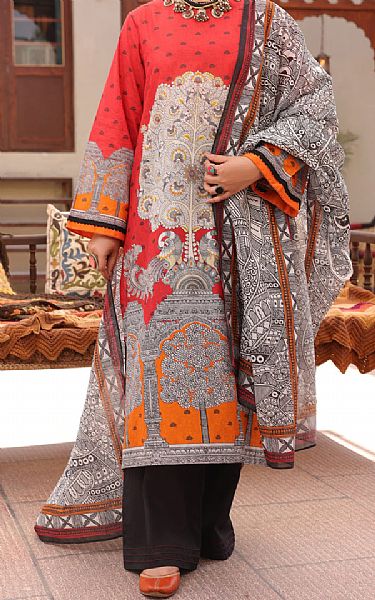 Almirah Red Lawn Suit | Pakistani Lawn Suits- Image 1