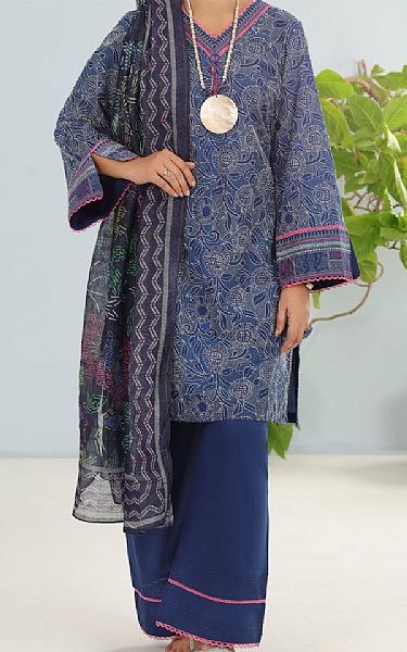 Almirah Oxford Blue Lawn Suit | Pakistani Lawn Dress in USA- Image 1
