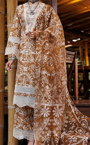 Almirah White/Brown Lawn Suit | Pakistani Lawn Dress in USA- Image 1