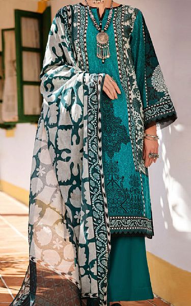 Almirah Teal Lawn Suit | Pakistani Lawn Dress in USA- Image 1