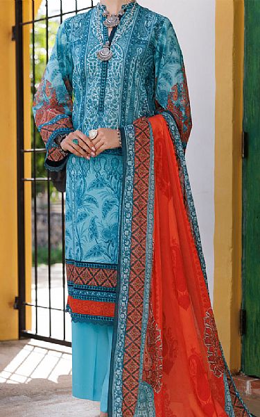 Almirah Zinc Blue Lawn Suit | Pakistani Lawn Dress in USA- Image 1