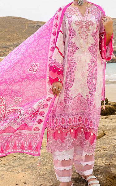 Almirah White/Pink Lawn Suit | Pakistani Lawn Dress in USA- Image 1