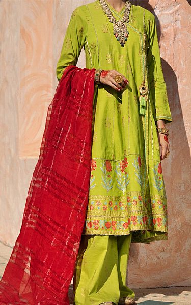 Almirah Salad Green Cambric Suit | Pakistani Lawn Suits- Image 1