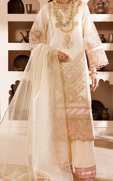 Almirah Off White Shimmer Suit | Pakistani Winter Dresses in USA- Image 1