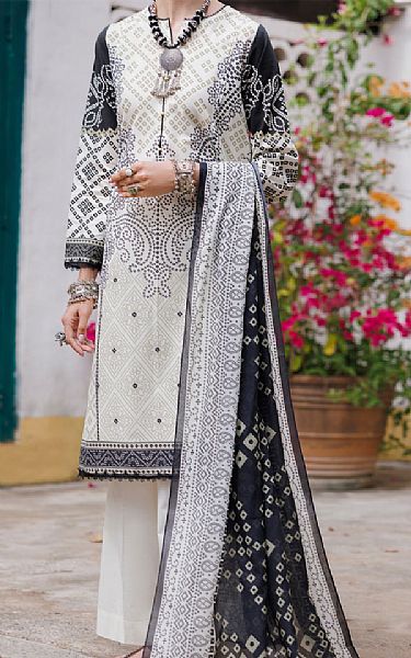 Almirah Off-white Lawn Suit (2 Pcs) | Pakistani Lawn Dress in USA- Image 1