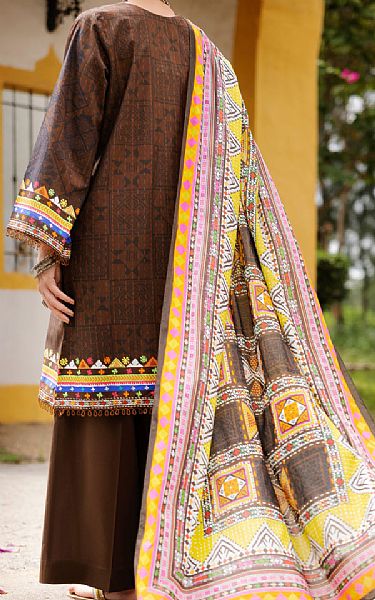 Almirah Brown Lawn Suit (2 Pcs) | Pakistani Lawn Dress in USA- Image 2
