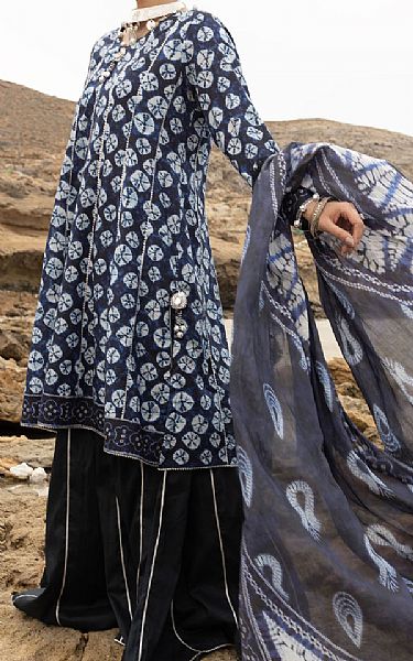 Almirah Navy Lawn Suit (2 Pcs) | Pakistani Lawn Dress in USA- Image 1