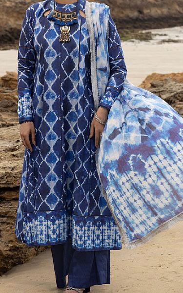 Almirah Denim Blue Lawn Suit (2 Pcs) | Pakistani Lawn Dress in USA- Image 1