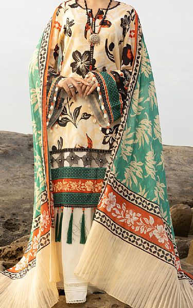 Almirah Ivory Lawn Suit (2 Pcs) | Pakistani Lawn Dress in USA- Image 1