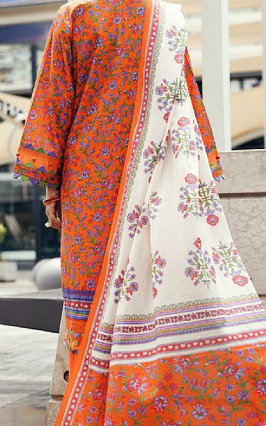 Almirah Bright Orange Cambric Suit (2 Pcs) | Pakistani Lawn Dress in USA- Image 2