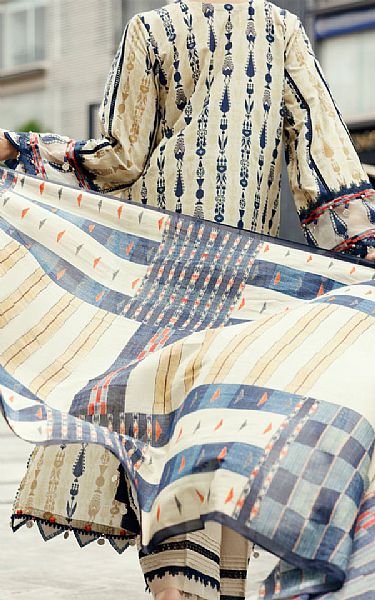 Almirah Ivory Cambric Suit (2 Pcs) | Pakistani Lawn Dress in USA- Image 2