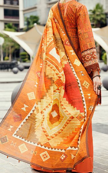 Almirah Orange Cambric Suit (2 Pcs) | Pakistani Lawn Dress in USA- Image 2