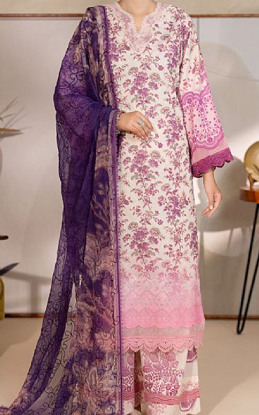 Almirah Off White/Dull Pink Lawn Suit | Pakistani Lawn Dress in USA- Image 1