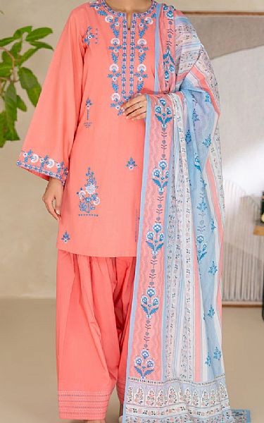 Almirah Peachy Pink Lawn Suit | Pakistani Lawn Dress in USA- Image 1