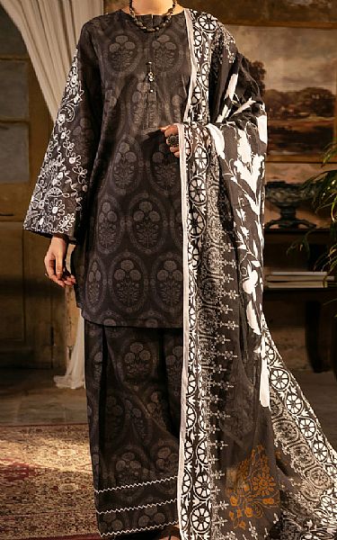 Almirah Black/Off White Lawn Suit | Pakistani Lawn Dress in USA- Image 1