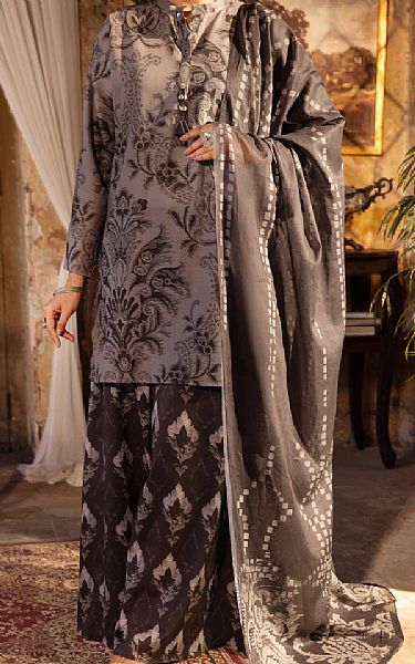 Almirah Grey/Black Lawn Suit | Pakistani Lawn Dress in USA- Image 1