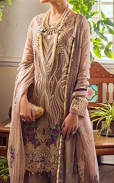 Al Zohaib Beige Chiffon Suit | Pakistani Dresses in USA- Image 2