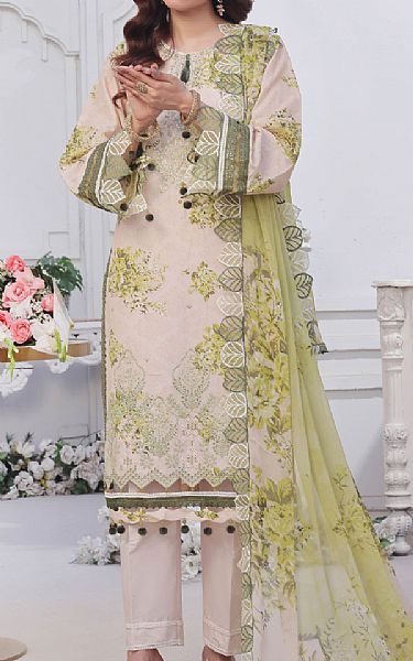 Al Zohaib Oyster Pink Lawn Suit | Pakistani Lawn Dress in USA- Image 1