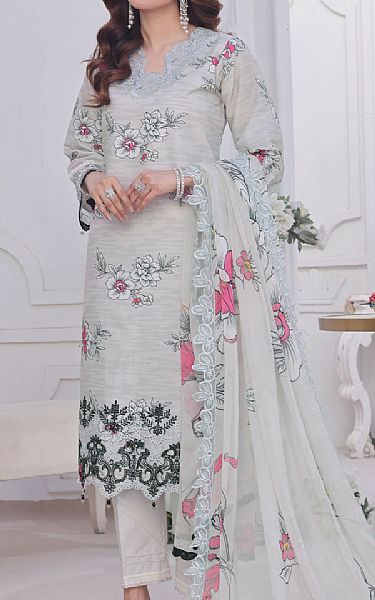 Al Zohaib Light Grey Lawn Suit | Pakistani Lawn Dress in USA- Image 1