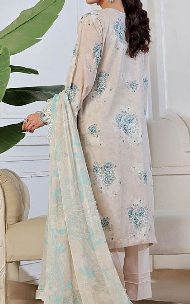 Al Zohaib Ivory/Turquoise Lawn Suit | Pakistani Lawn Dress in USA- Image 2