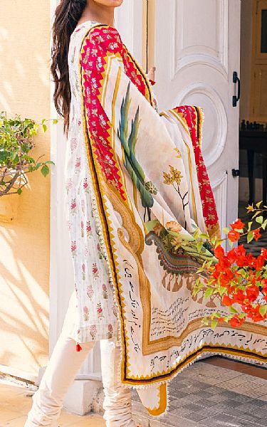 Al Zohaib Off-white Cambric Suit | Pakistani Lawn Suits- Image 2