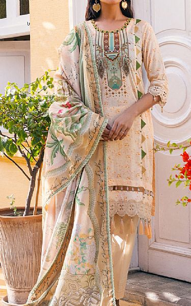 Al Zohaib Ivory Cambric Suit | Pakistani Lawn Suits- Image 1