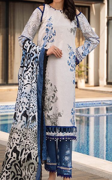 Al Zohaib Off White Lawn Suit | Pakistani Lawn Dress in USA- Image 1