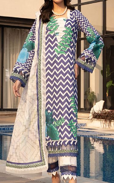 Al Zohaib Off White/Faded Purple Lawn Suit | Pakistani Lawn Dress in USA- Image 1
