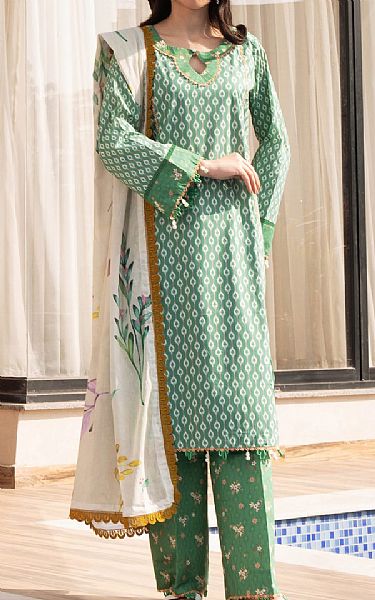 Al Zohaib Light Moss Green Lawn Suit | Pakistani Lawn Dress in USA- Image 1