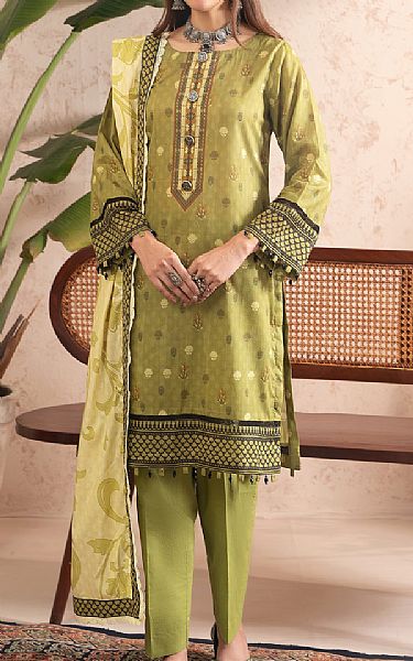 Al Zohaib Olive Lawn Suit | Pakistani Lawn Suits- Image 1