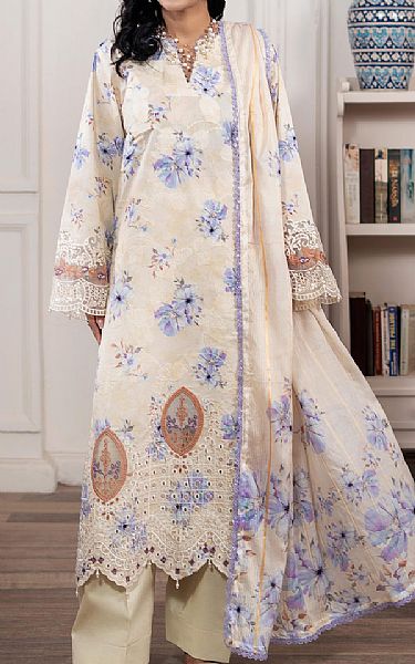 Al Zohaib Ivory Lawn Suit | Pakistani Lawn Dress in USA- Image 1