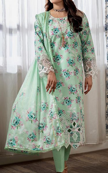 Al Zohaib Mint Green Lawn Suit | Pakistani Lawn Dress in USA- Image 1