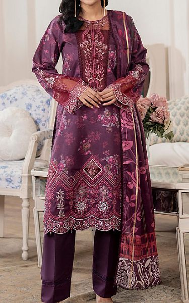 Al Zohaib Plum Lawn Suit | Pakistani Lawn Dress in USA- Image 1