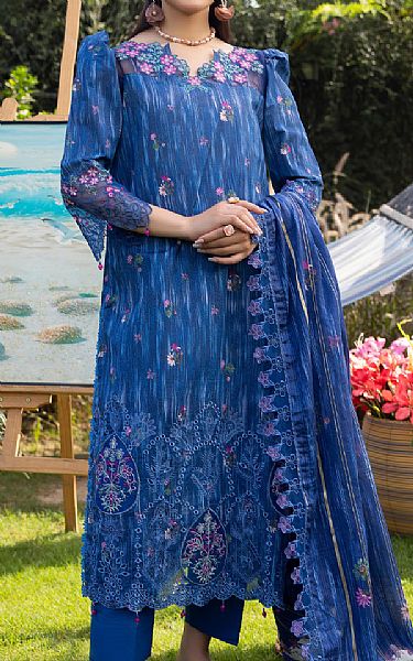 Al Zohaib Blue Lawn Suit | Pakistani Lawn Dress in USA- Image 1