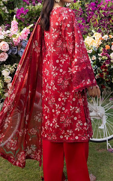 Al Zohaib Red Lawn Suit | Pakistani Lawn Dress in USA- Image 2